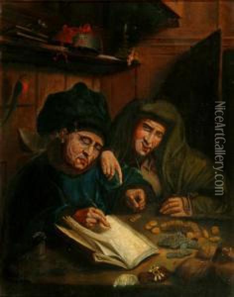 The Misers Oil Painting - Quentin Ii Metsys