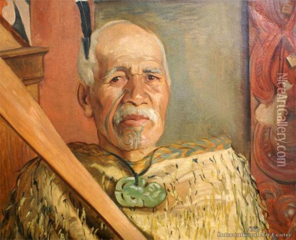 Maori Portrait Oil Painting - Harry Linley Richardson
