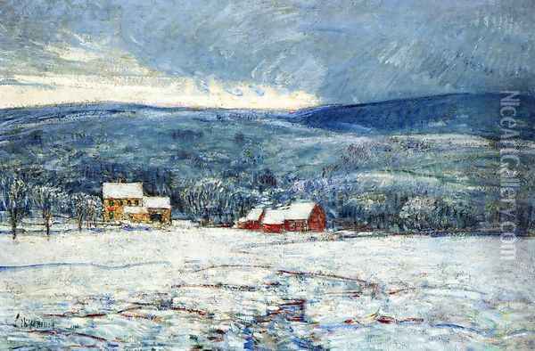 Winter in the Connecticut Hills Oil Painting - Frederick Childe Hassam