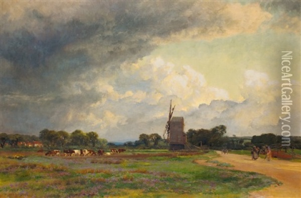 Landschaft Mit Bockmuhle Unter Hohem Wolkenhimmel Oil Painting - Alfred William Parsons