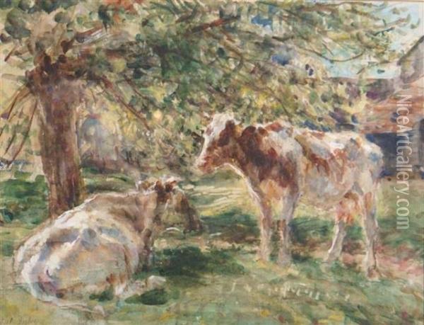 Cows Inshade Oil Painting - William Mark Fisher