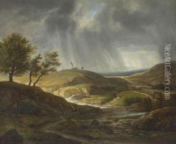 Sturmbewegte Landschaft. Oil Painting - Friedrich Philipp Reinhold
