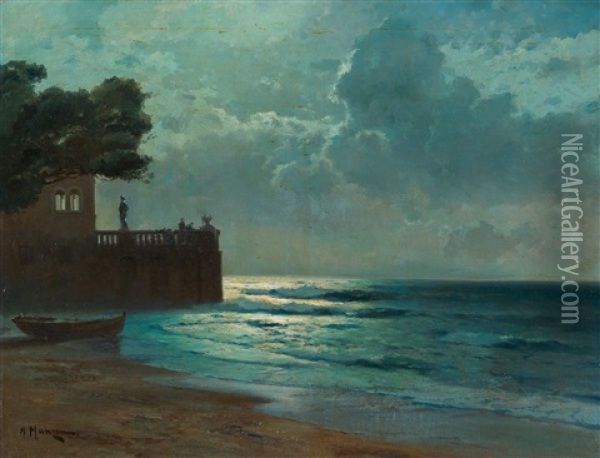 Moonlit Night In The Adriatic Oil Painting - Alexei Vasilievitch Hanzen