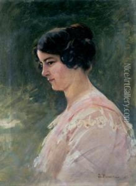 Portret Mlodej Kobiety, Przed 1908 R. Oil Painting - Jozef Puacz