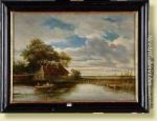 Paysage Lacustre Anime Oil Painting - Willem Roelofs