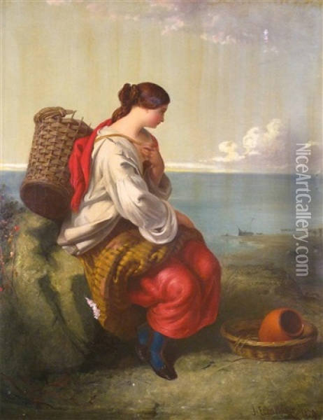 A Fishergirl On The Coast Oil Painting - John Eaton Walker