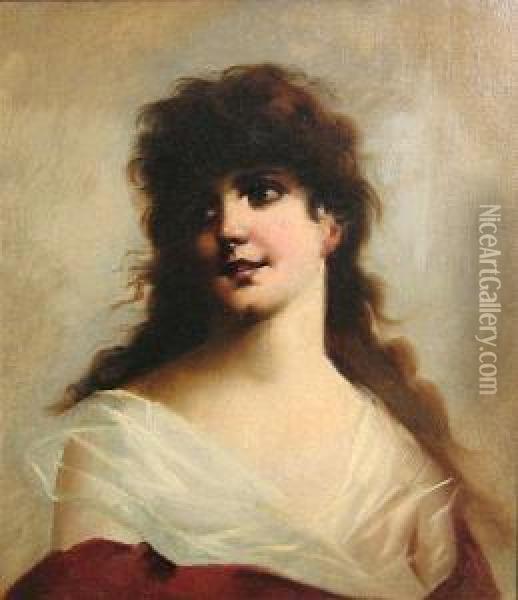 Portrait Of A Lady Oil Painting - Virgilio Tojetti