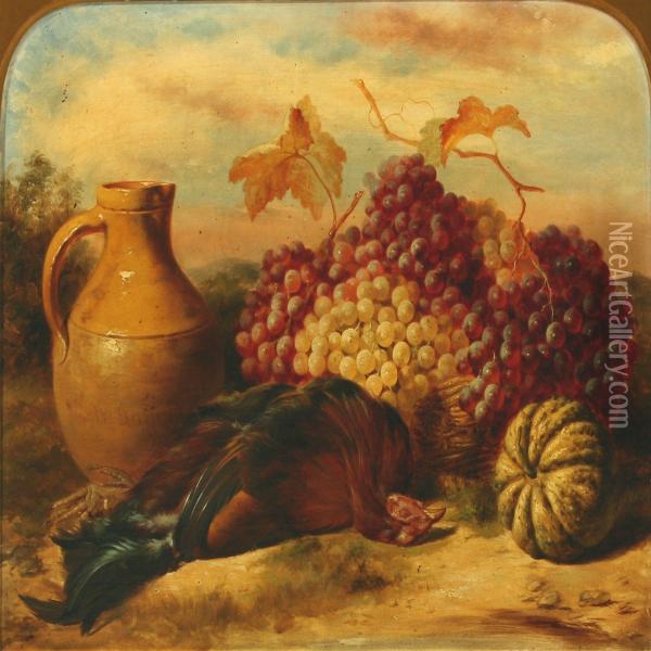 Still Life With Bird And Fruits Oil Painting - William Duffield