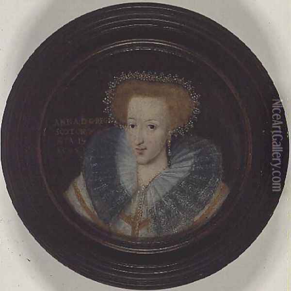 Queen Anne of Denmark (1574-1619), wife of James VI of Scotland and I of England and Ireland (1566-1625), 1595 Oil Painting - Adrian Vanson
