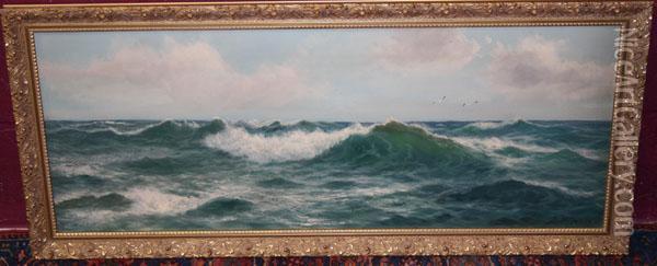 Waves Breaking Oil Painting - Daniel Sherrin