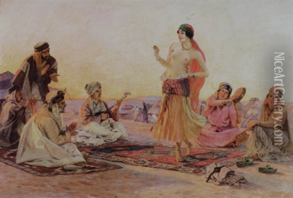 Arabische Tanzerin In Der Wuste Oil Painting - Otto Pilny