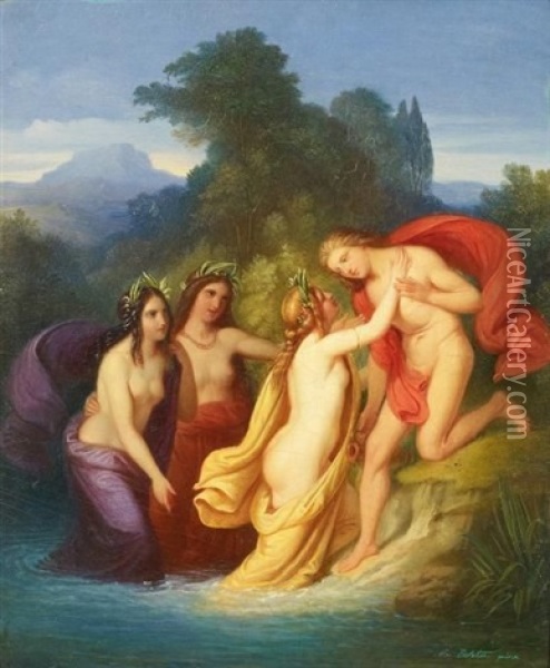 Hylas Wird Von Den Nymphen Geraubt Oil Painting - Michael Echter