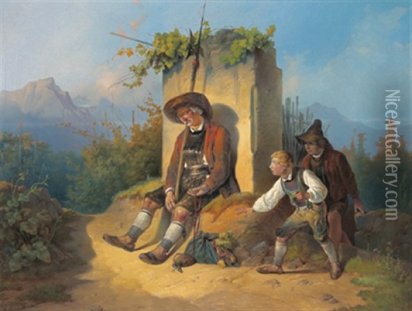 Rast Im Weingarten Oil Painting - August Gerasch