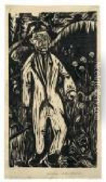 Gehender Mann In Der Wiese Oil Painting - Ernst Ludwig Kirchner