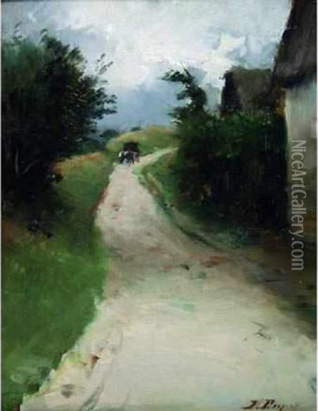 La Caleche Sur Le Chemin De Cayeux-sur-mer Oil Painting - Jules Dupre