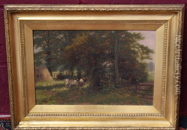 Cattle In The Shade Of Tree Oil Painting - Sidney Pike
