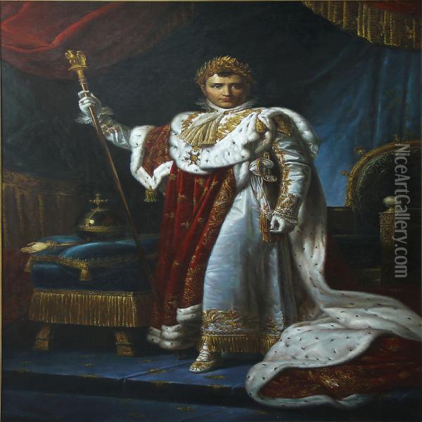 A Pair Of Coronation Portraits Of Emperor Napoleon I Andempress Josephine Oil Painting - Jacques Louis David