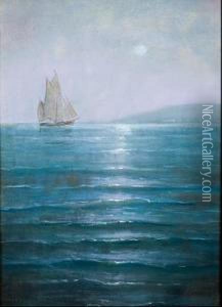 Velero Navegando En La Noche Oil Painting - Manuel Losada