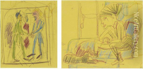 Hutten Begrusst Sickingen Oil Painting - Ernst Ludwig Kirchner