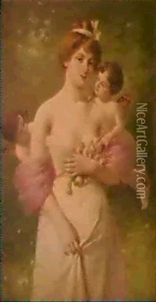 Loves's Whisperings Oil Painting - Jules Frederic Ballavoine