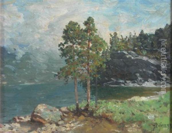 Fjord Landscape Oil Painting - Andreas Edvard Disen
