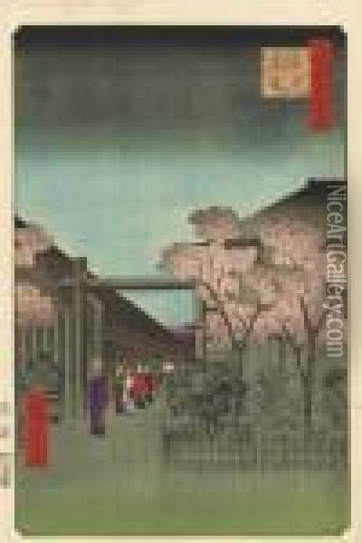 Kakuchu Shinonome [dawn In The Yoshiwara], From The Series Meisho Edo Hyakkei Oil Painting - Utagawa or Ando Hiroshige