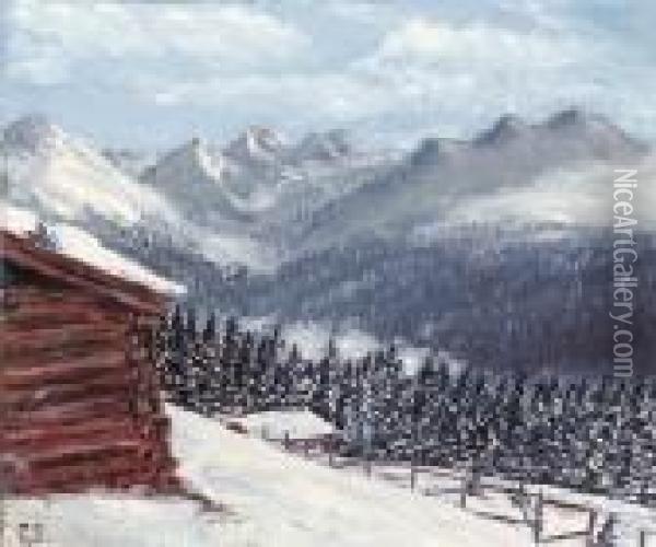 Winter Landscape, The Berkshires Oil Painting - George Gardner Symons