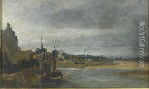 A Quiet Port Scene Oil Painting - Theodore Rousseau