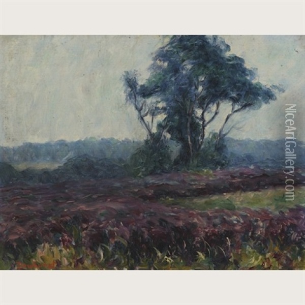 A Hillside Of Heather Oil Painting - Wynford Dewhurst