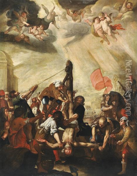 La Crocifissione Di San Pietro Oil Painting - Giovanni Battista Carlone