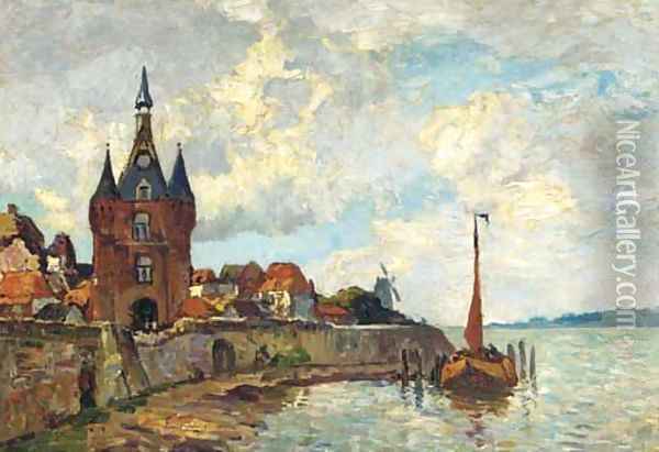 De Lekpoort, Vianen city gate by the river Lek Oil Painting - Charles Dankmeijer