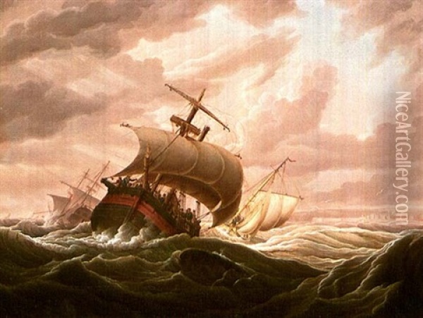 Rough Seas Oil Painting - Robert Salmon
