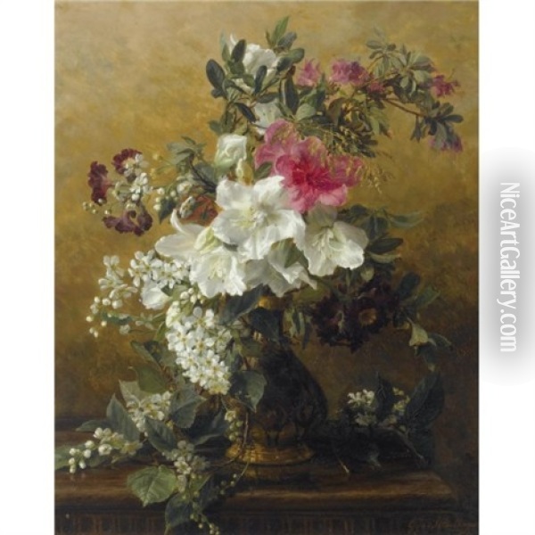 A Flower Still Life Oil Painting - Gerardina Jacoba van de Sande Bakhuyzen
