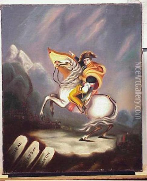 Napoleon Crossing The Alps Oil Painting - Jacques Louis David