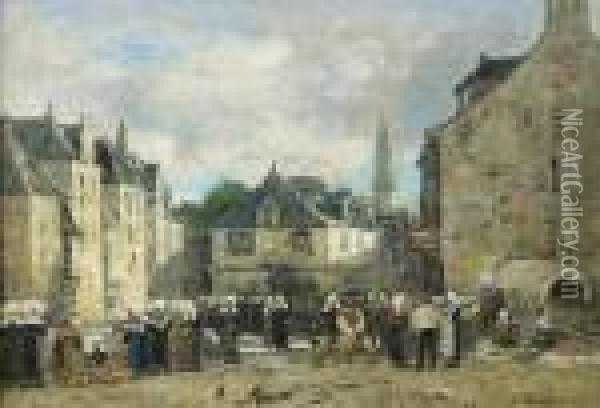 Marche En Bretagne Oil Painting - Eugene Boudin