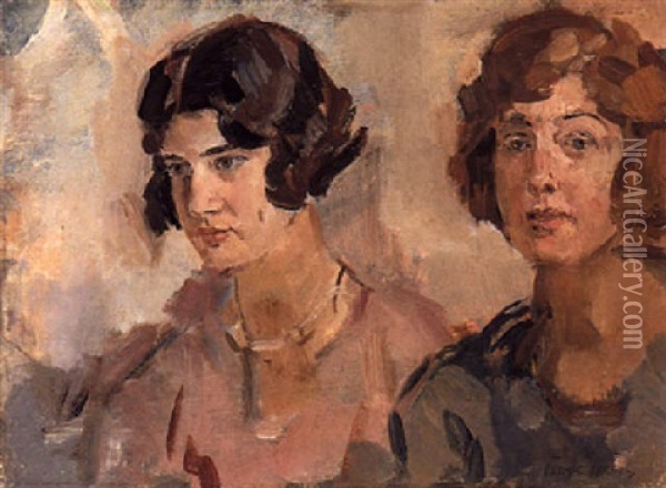 Two Sisters Oil Painting - Isaac Israels
