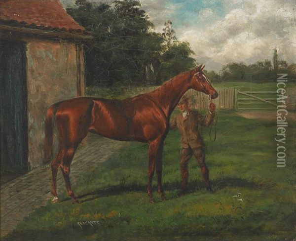 Thoroughbred Winners: Alicante; Sheen Oil Painting - Alfred Charles Havell