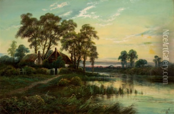 Evening Landscape Oil Painting - Octavius Thomas Clark