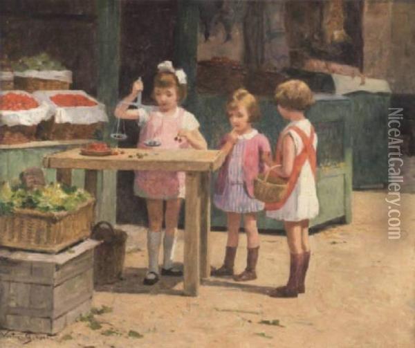 The Little Grocers Oil Painting - Victor-Gabriel Gilbert