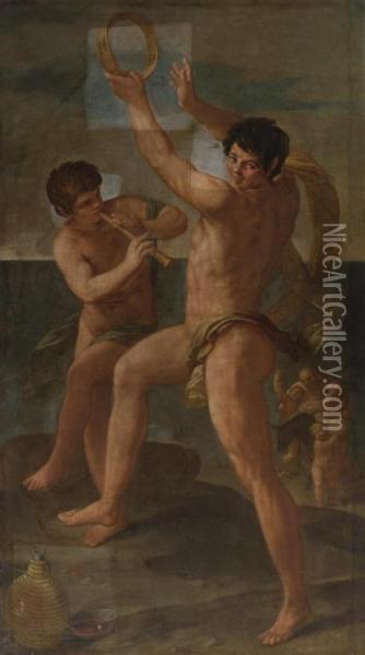 Two Fauns In A Bacchic Dance Oil Painting - Guido Reni