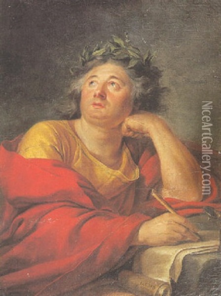 L'inspiration Du Poete Ou Du Philosophe Oil Painting - Jacques-Louis David