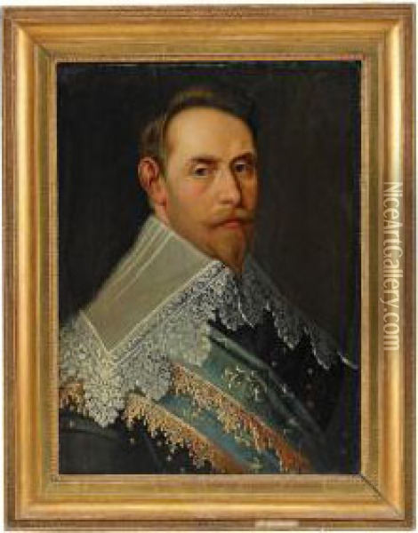 Portratt Av Gustav Ii Adolf Ikladd Rustning Oil Painting - Jakob Van Der Schley