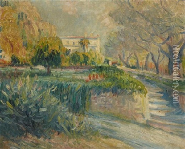 La Maison De Renoir A Cagnes Sur Mer Oil Painting - Pierre (Desire Eugene) Franc Lamy