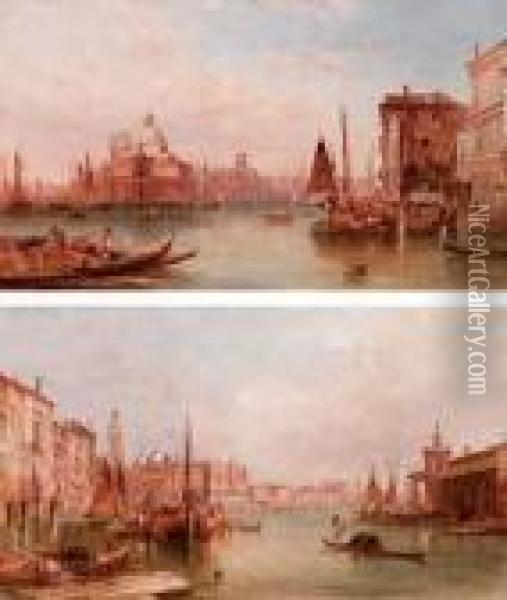 L'imbocco Del Canal Grande Con Lapunta Di Dogana Oil Painting - Alfred Pollentine