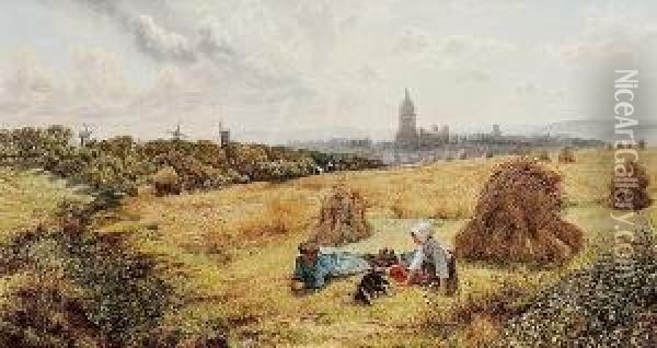 Harvest Scene, Boulogne Oil Painting - Henry William Banks Davis, R.A.
