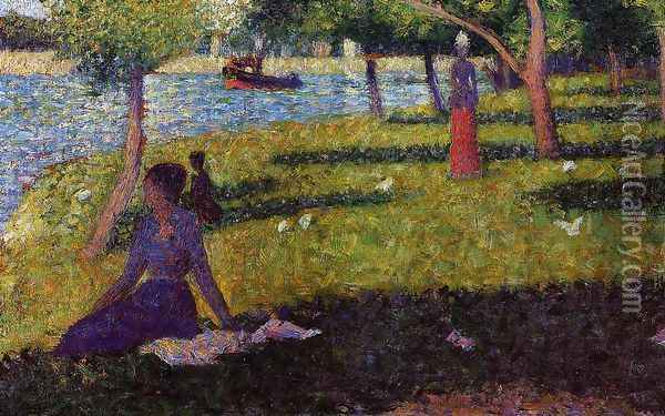 Seated and Standing Woman Oil Painting - Georges Seurat