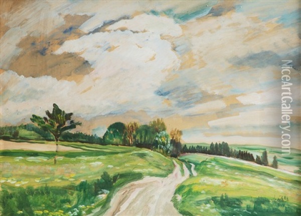 Cesta V Krajine Oil Painting - Antonin Hudecek