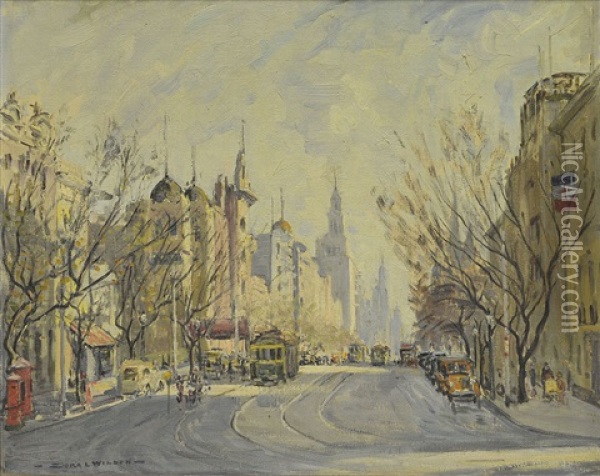 Collins Street, Melbourne Oil Painting - Dora Lynell A. Wilson
