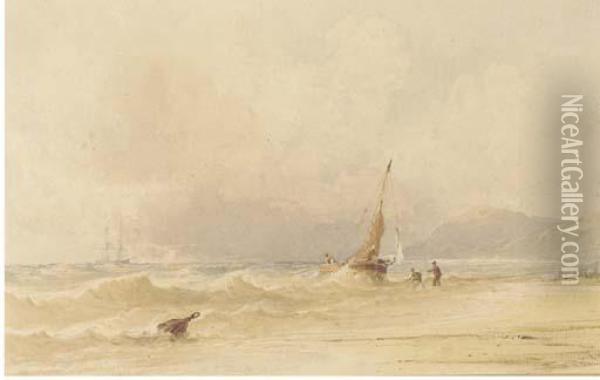 Sussex Coast Oil Painting - Anthony Vandyke Copley Fielding