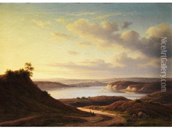 Abendliche Flusslandschaft Oil Painting - Carl (Karl) Wilhelm Goetzloff